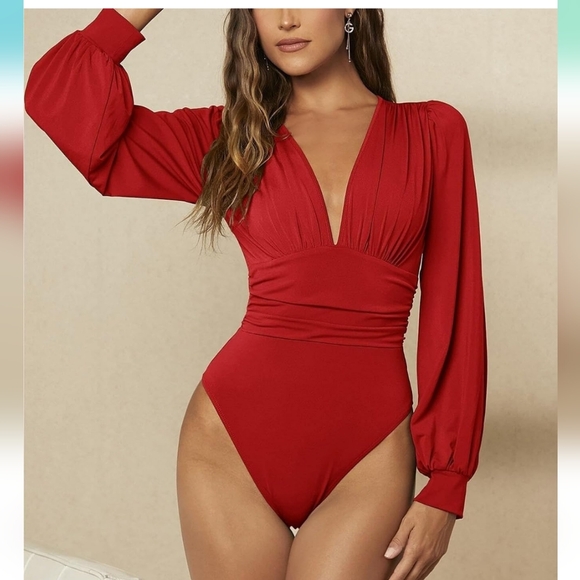 Nwt Womens Red Bodysuit Medium - Picture 1 of 12